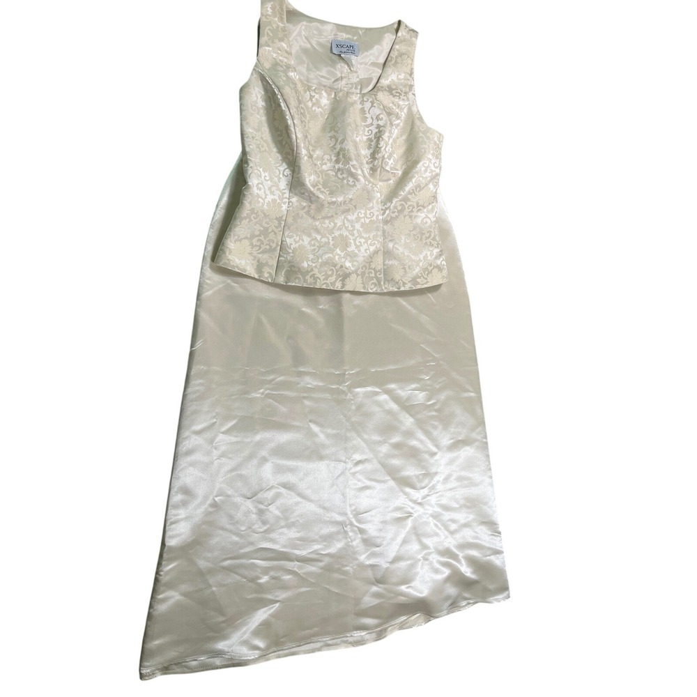 Xscape Petite‎ Size 10 Ivory Satin Brocade Formal Skirt Set Mother of the Bride